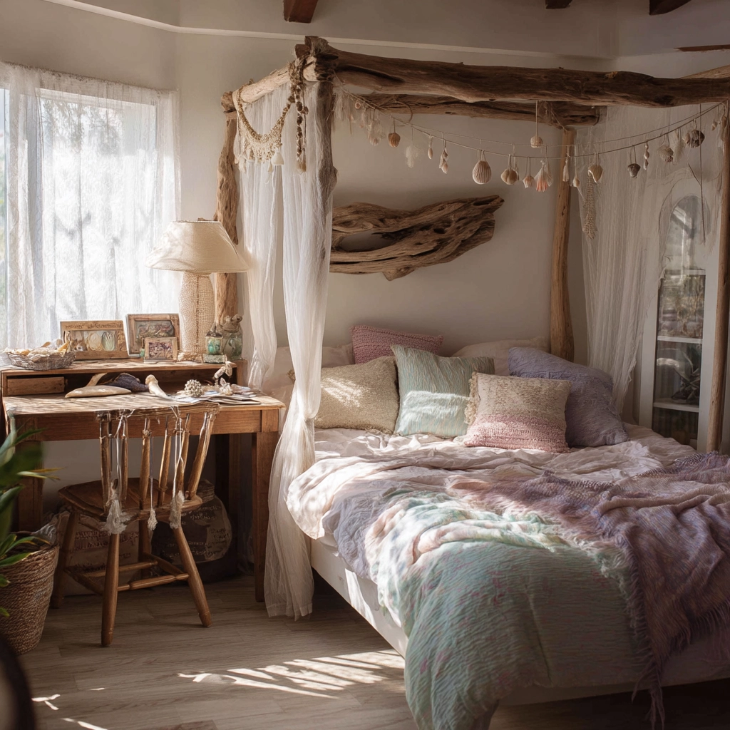 beachy boho bedroom 33