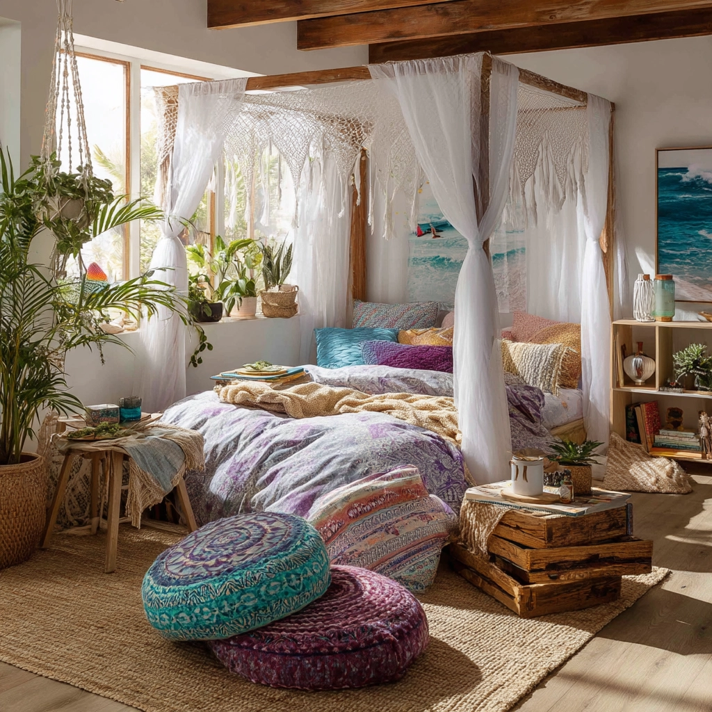 beachy boho bedroom 54