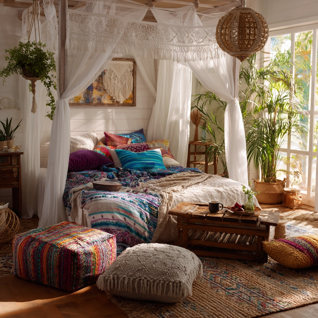 beachy boho bedroom 56