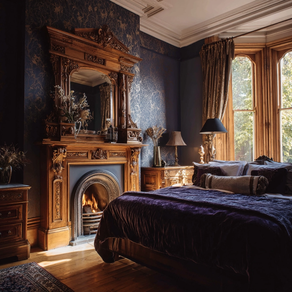 bedroom with fireplace 11