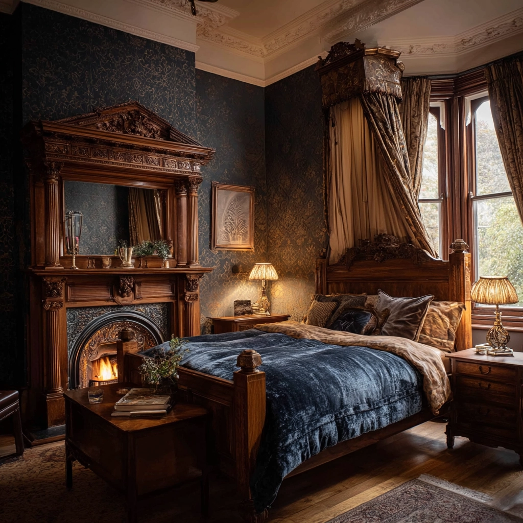 bedroom with fireplace 12