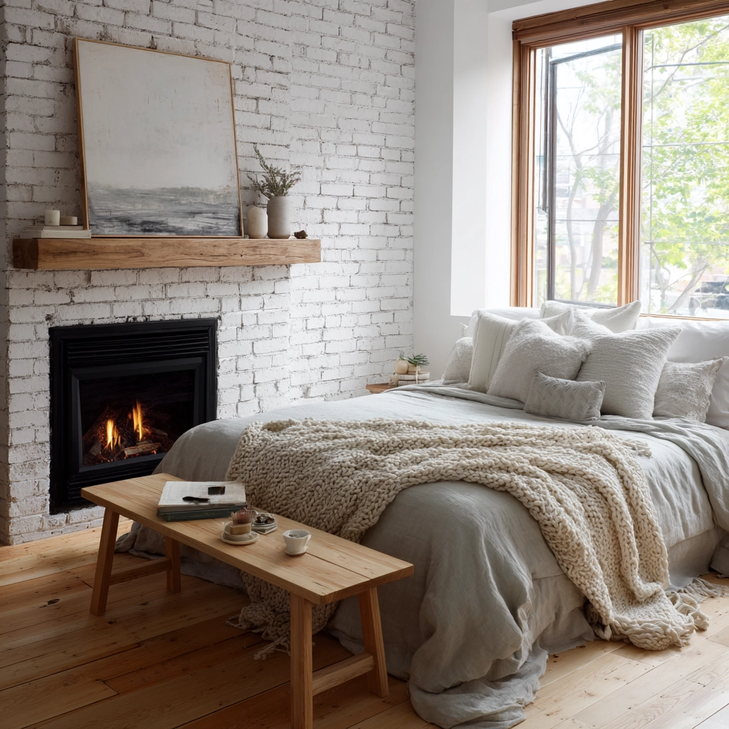 bedroom with fireplace 14