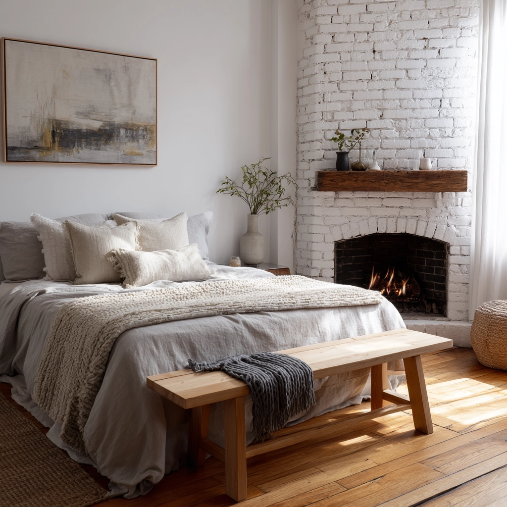 bedroom with fireplace 16