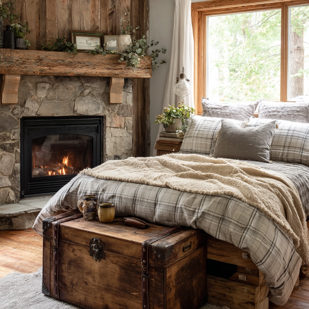 bedroom with fireplace 17
