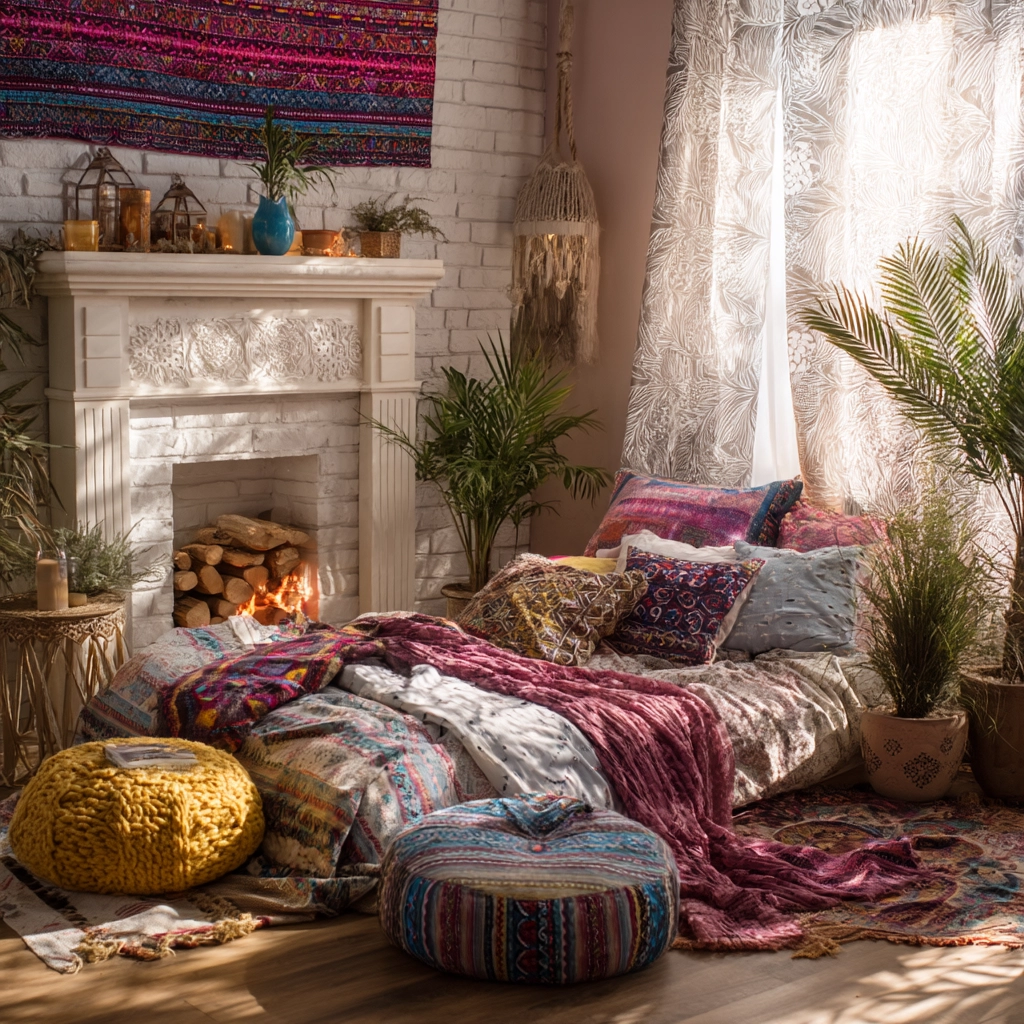 bedroom with fireplace 24