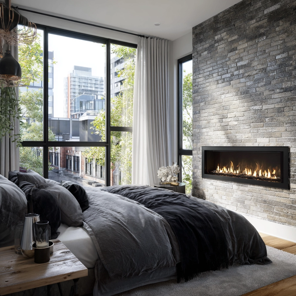 bedroom with fireplace 25