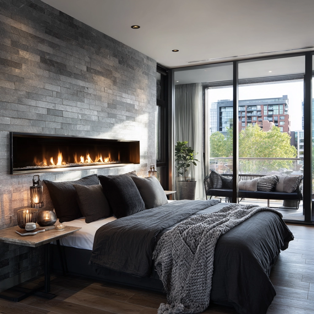 bedroom with fireplace 26