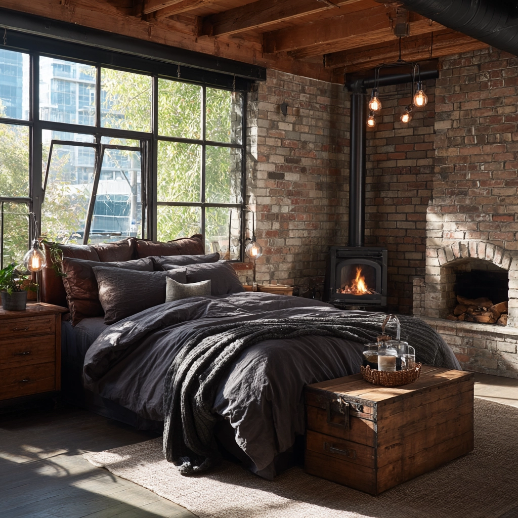 bedroom with fireplace 39
