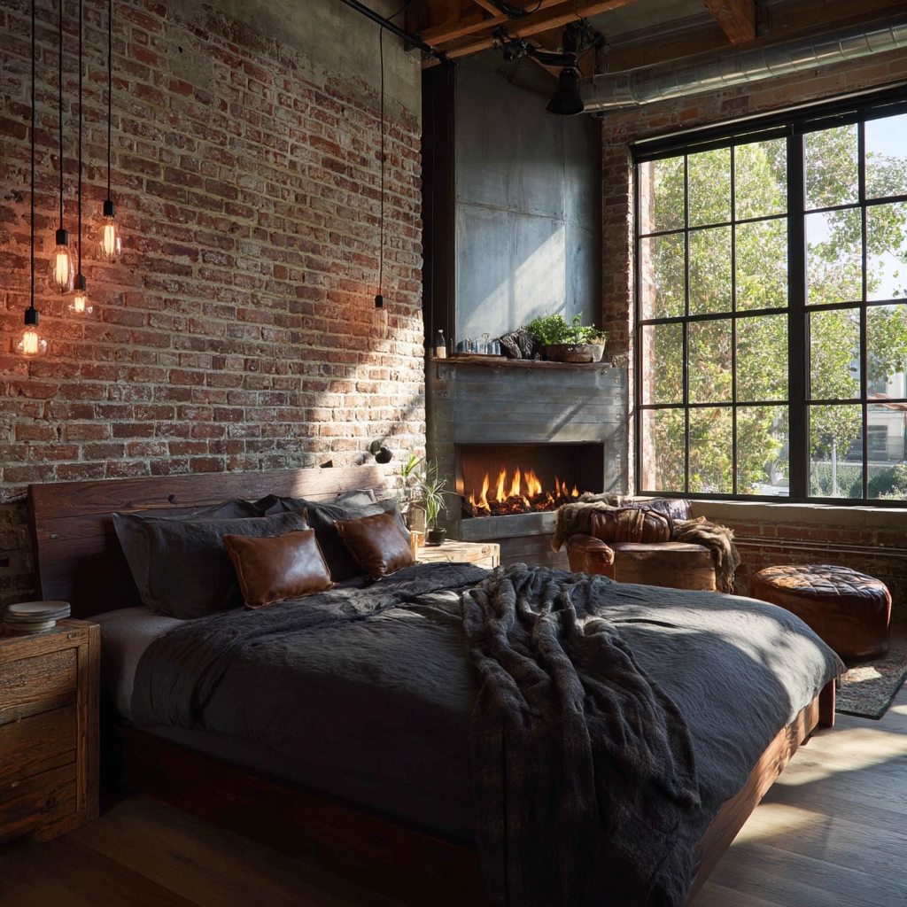 bedroom with fireplace 40
