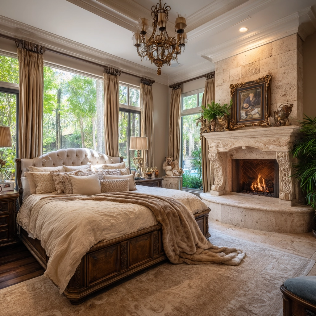 bedroom with fireplace 43