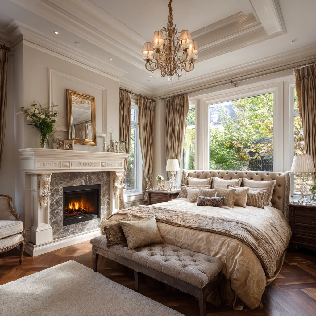 bedroom with fireplace 44