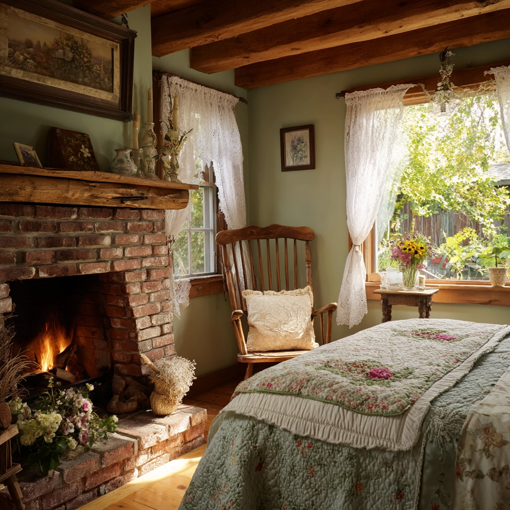 bedroom with fireplace 45