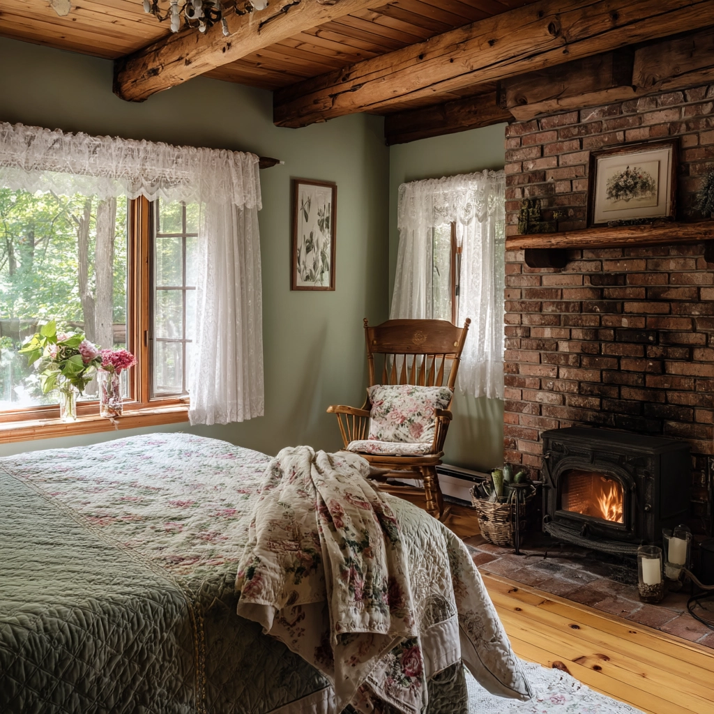 bedroom with fireplace 48