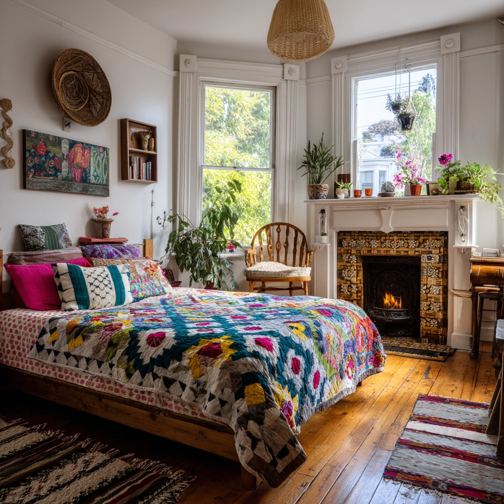 bedroom with fireplace 49