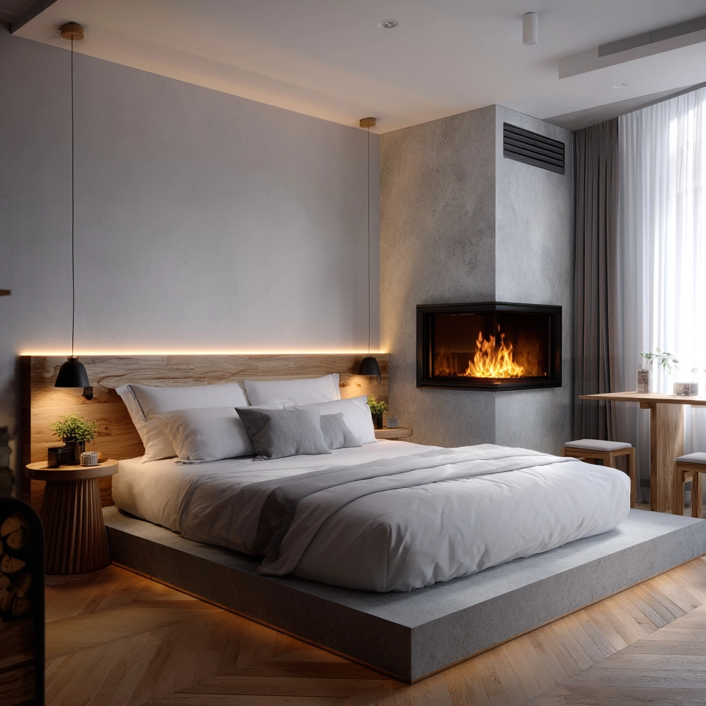 bedroom with fireplace 5