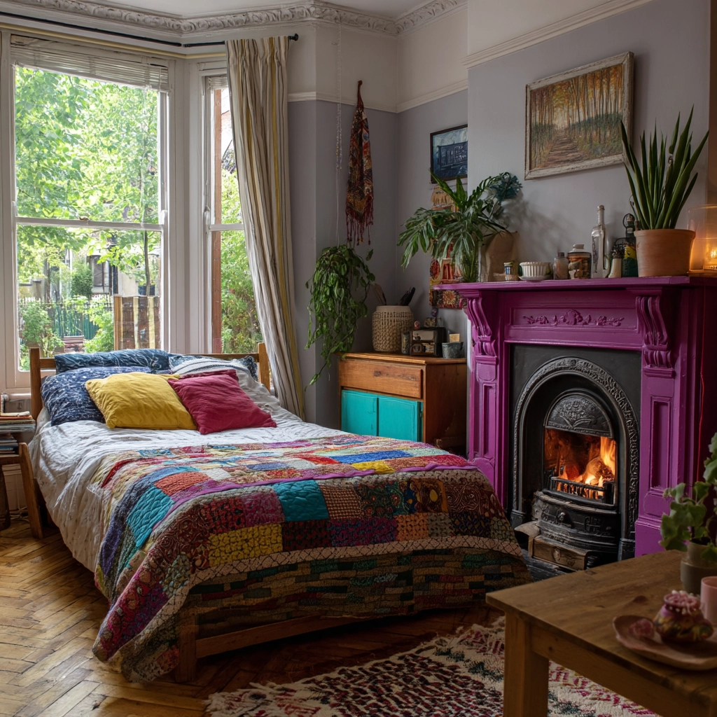 bedroom with fireplace 51