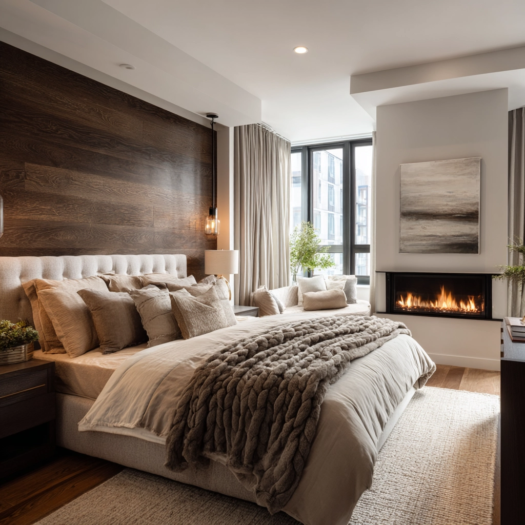 bedroom with fireplace 54