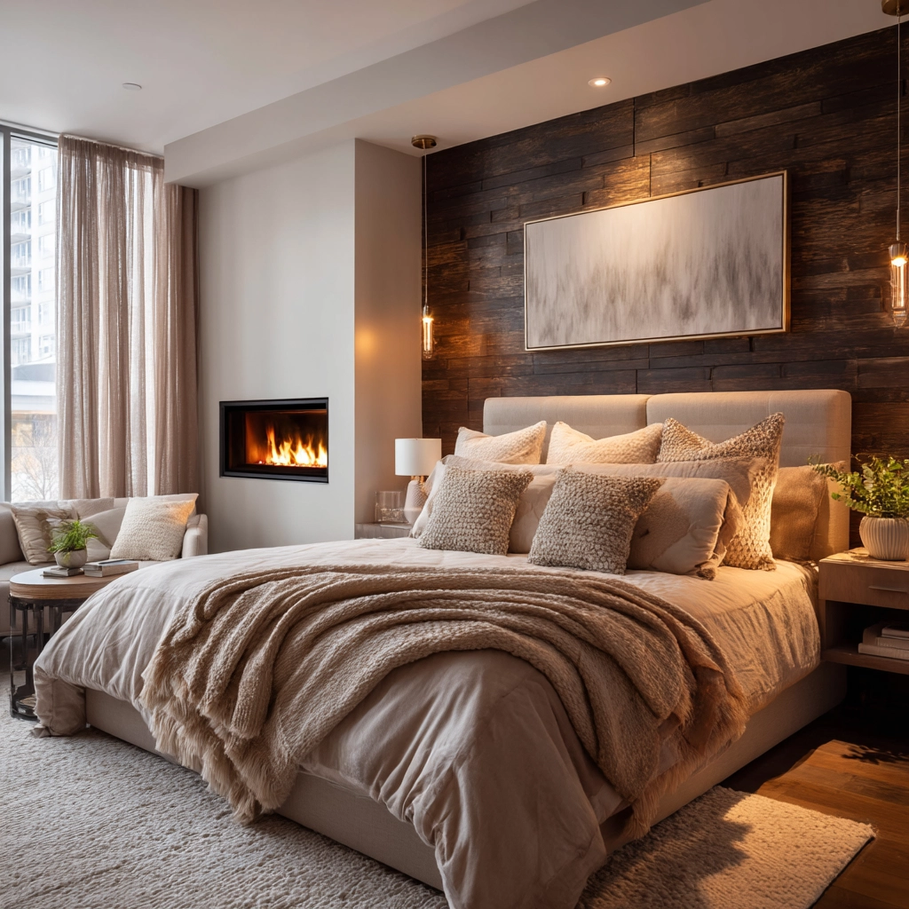 bedroom with fireplace 55