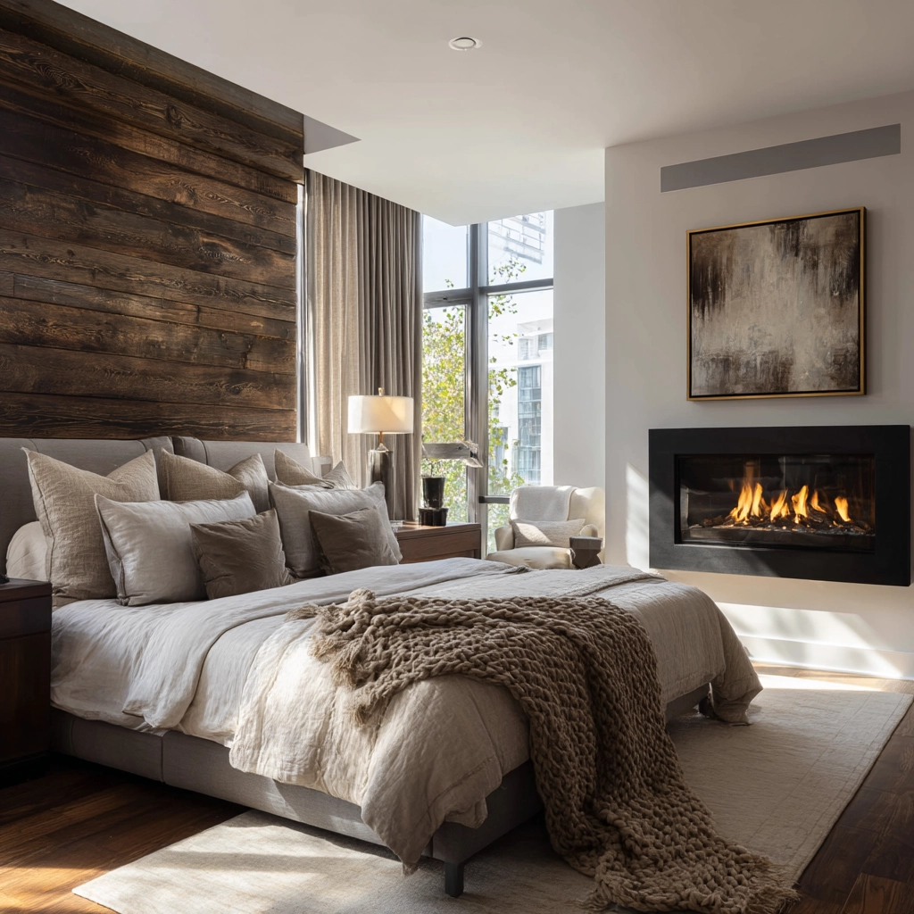 bedroom with fireplace 56