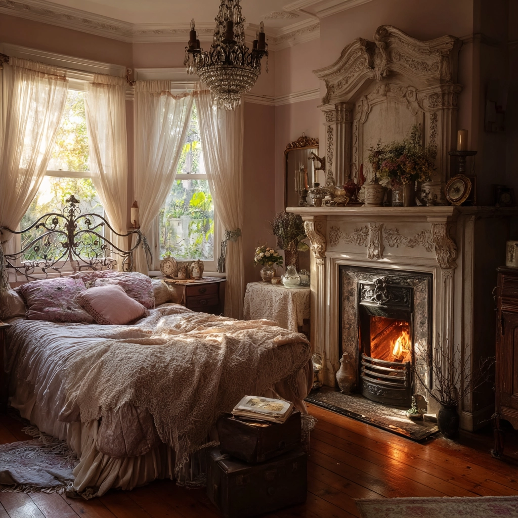 bedroom with fireplace 57