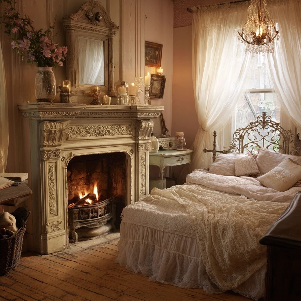 bedroom with fireplace 58