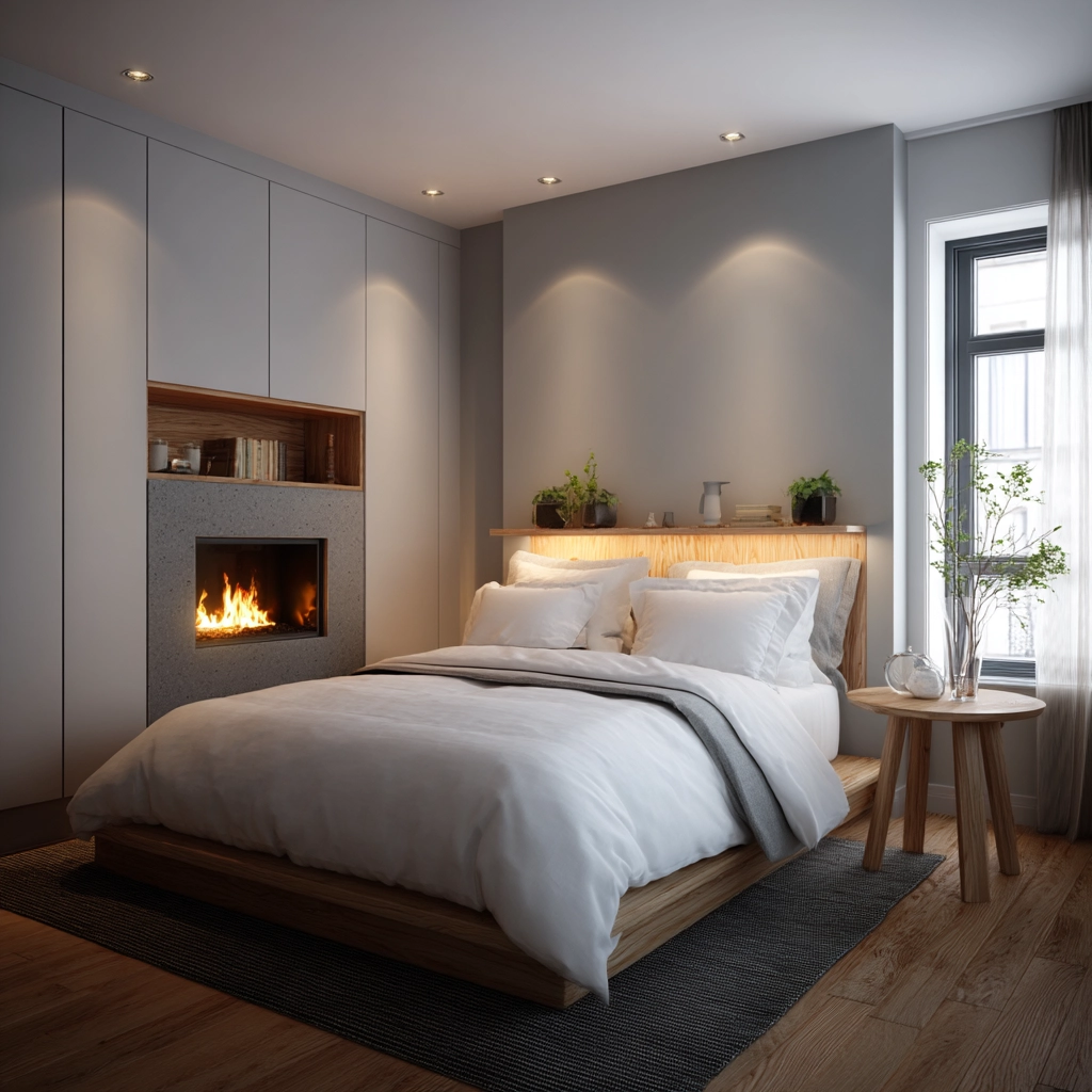 bedroom with fireplace 6