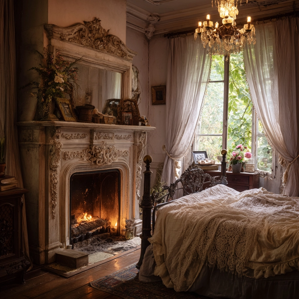 bedroom with fireplace 60