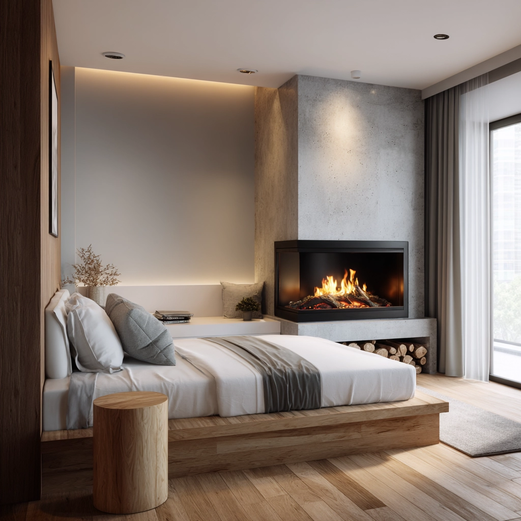 bedroom with fireplace 7