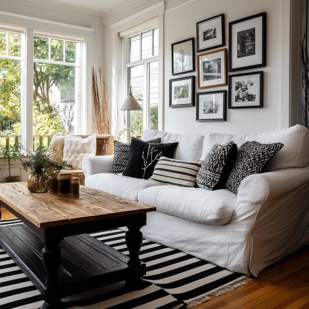black and white living room decor 11