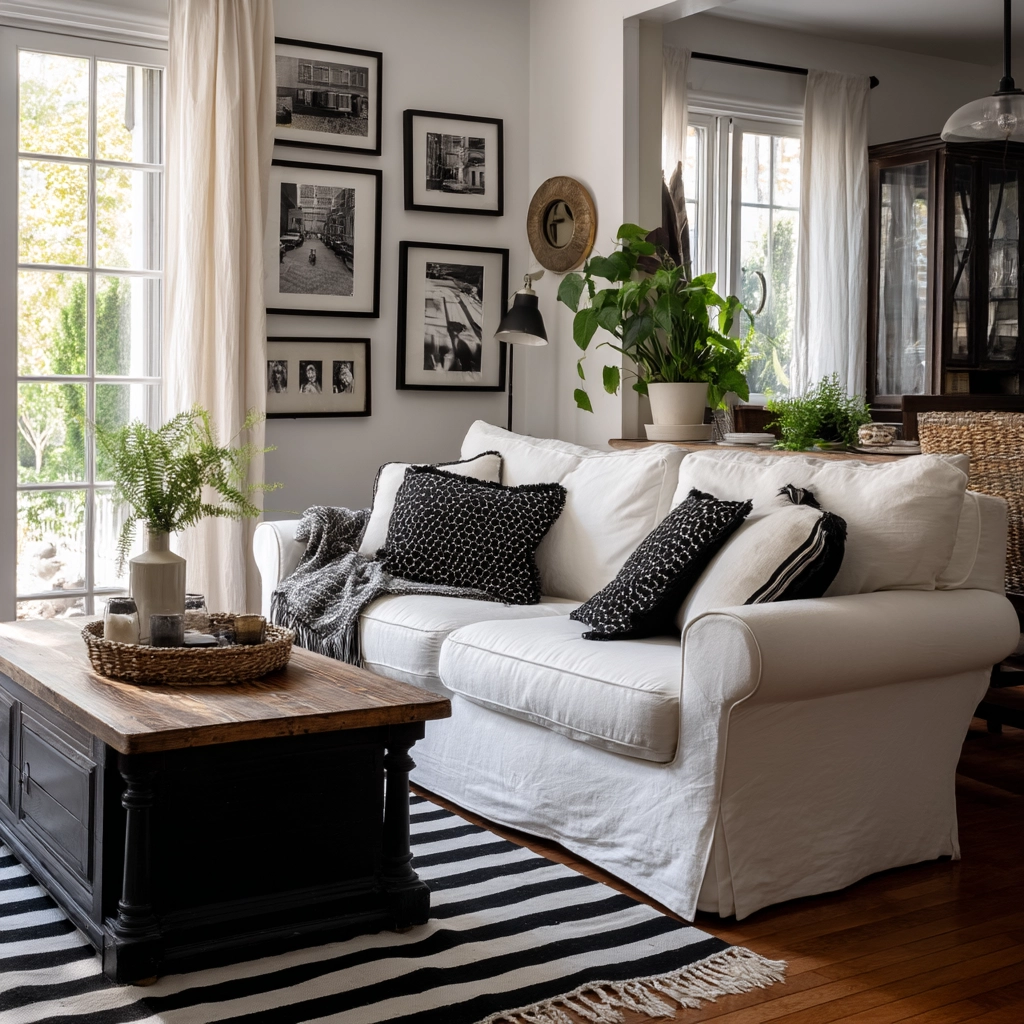 black and white living room decor 12