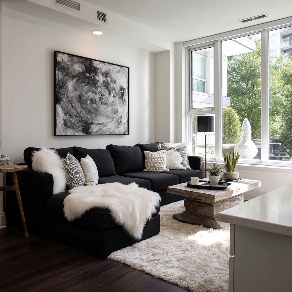 black and white living room decor 13