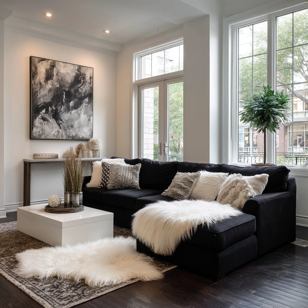 black and white living room decor 14
