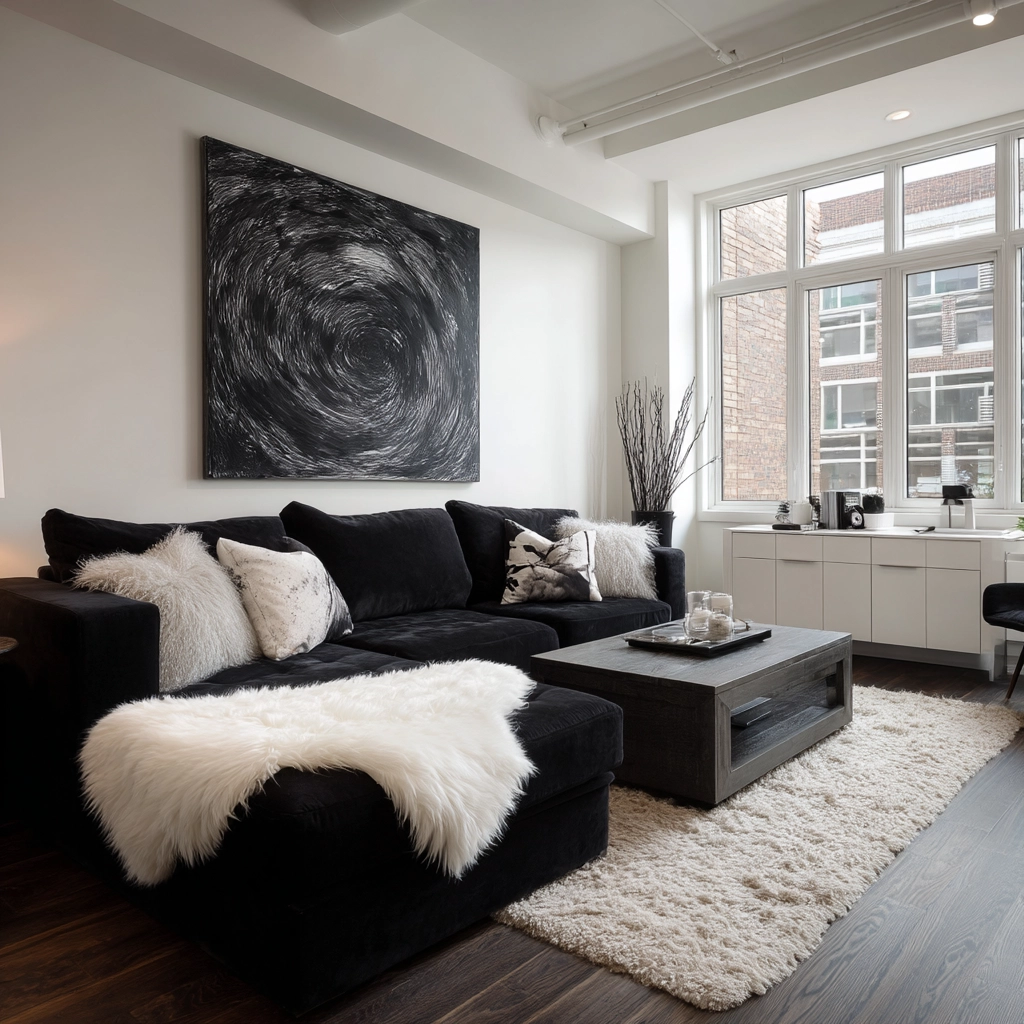 black and white living room decor 15