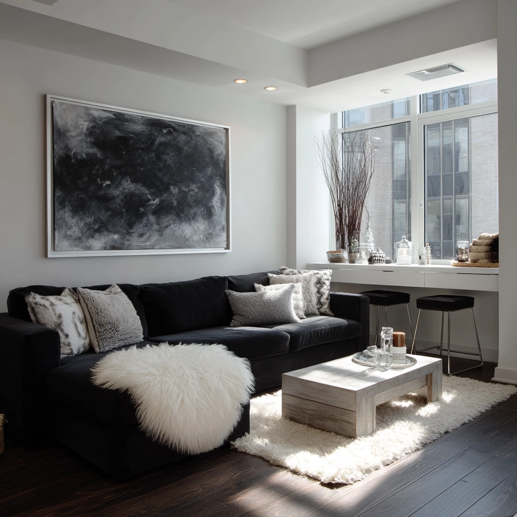black and white living room decor 16