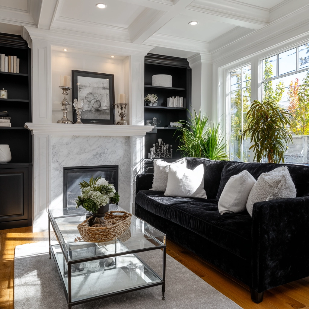 black and white living room decor 17