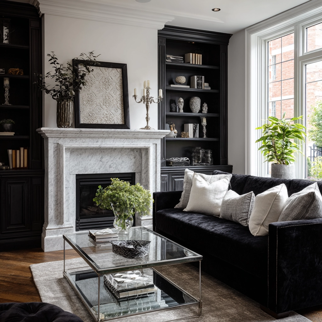 black and white living room decor 19