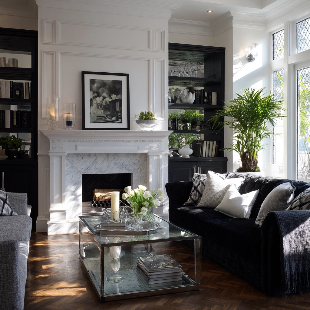 black and white living room decor 20