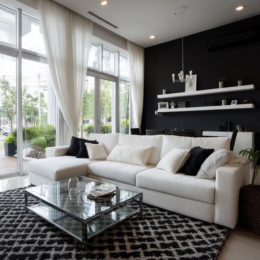 black and white living room decor 25