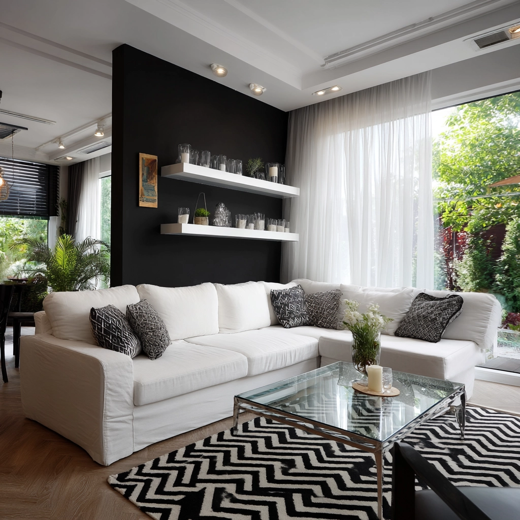 black and white living room decor 26