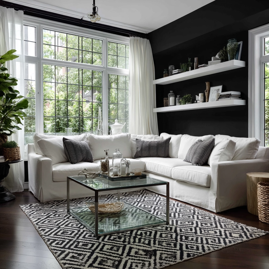 black and white living room decor 28