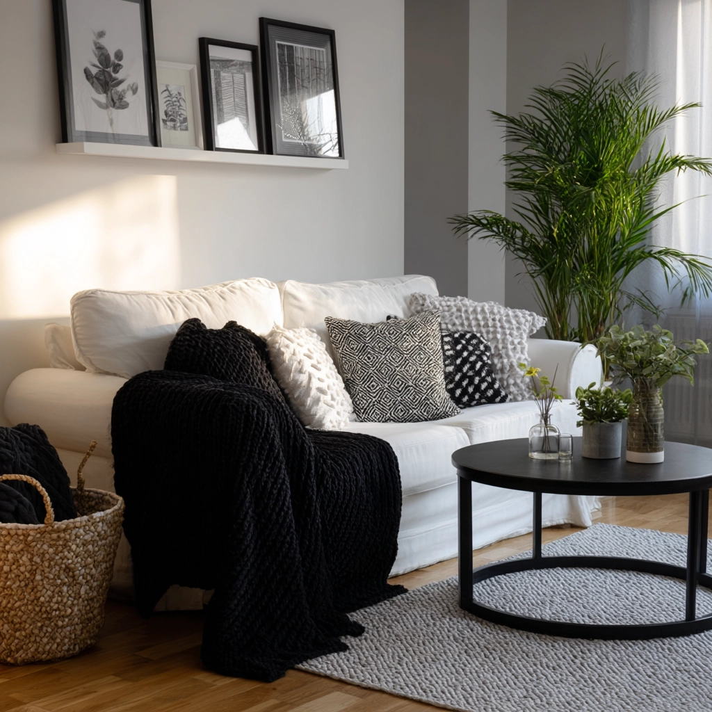 black and white living room decor 33