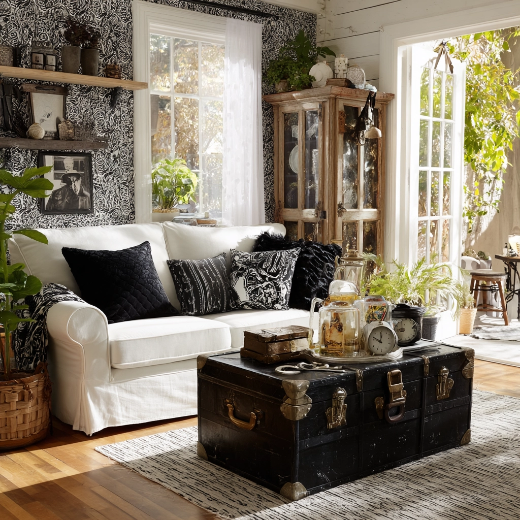 black and white living room decor 37