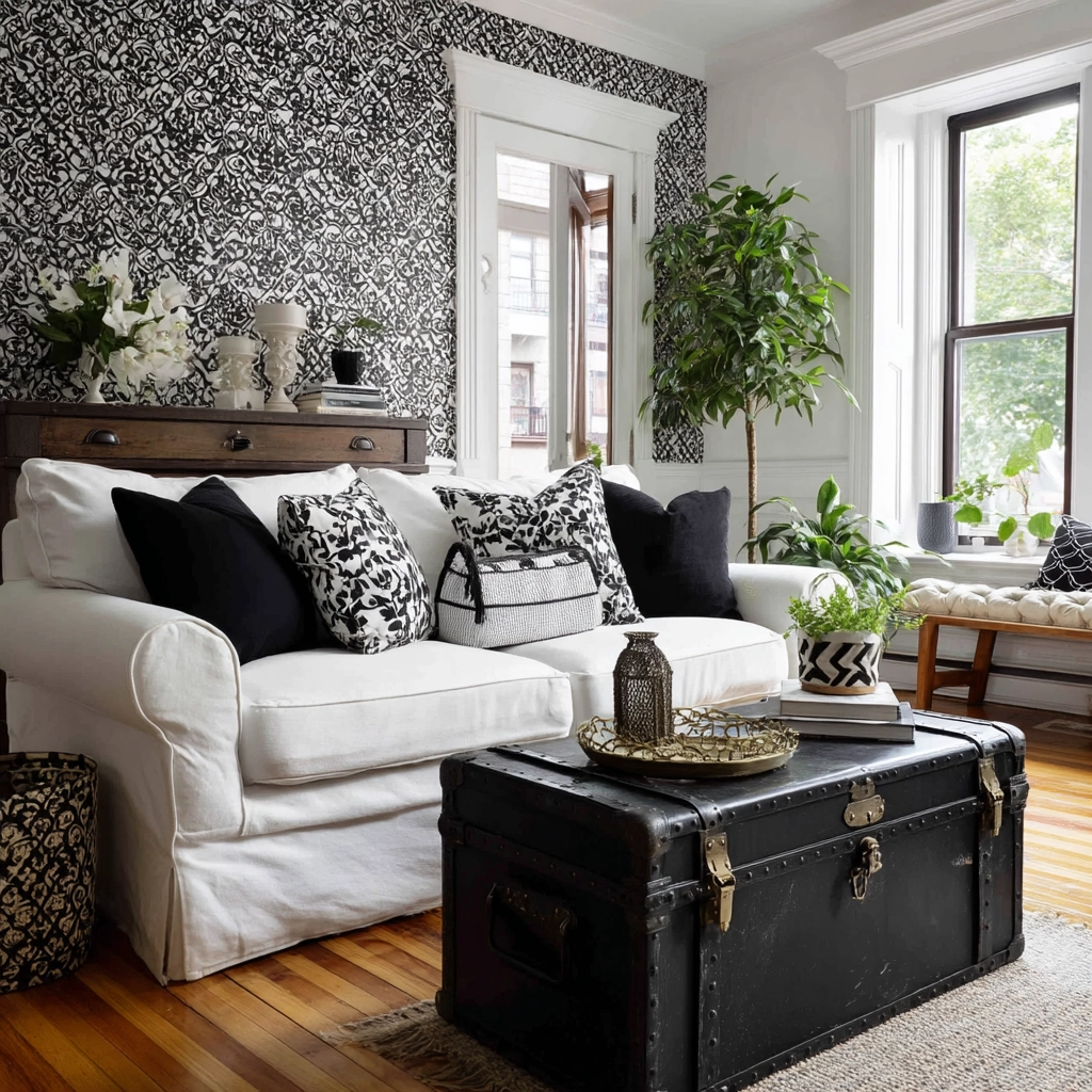 black and white living room decor 38