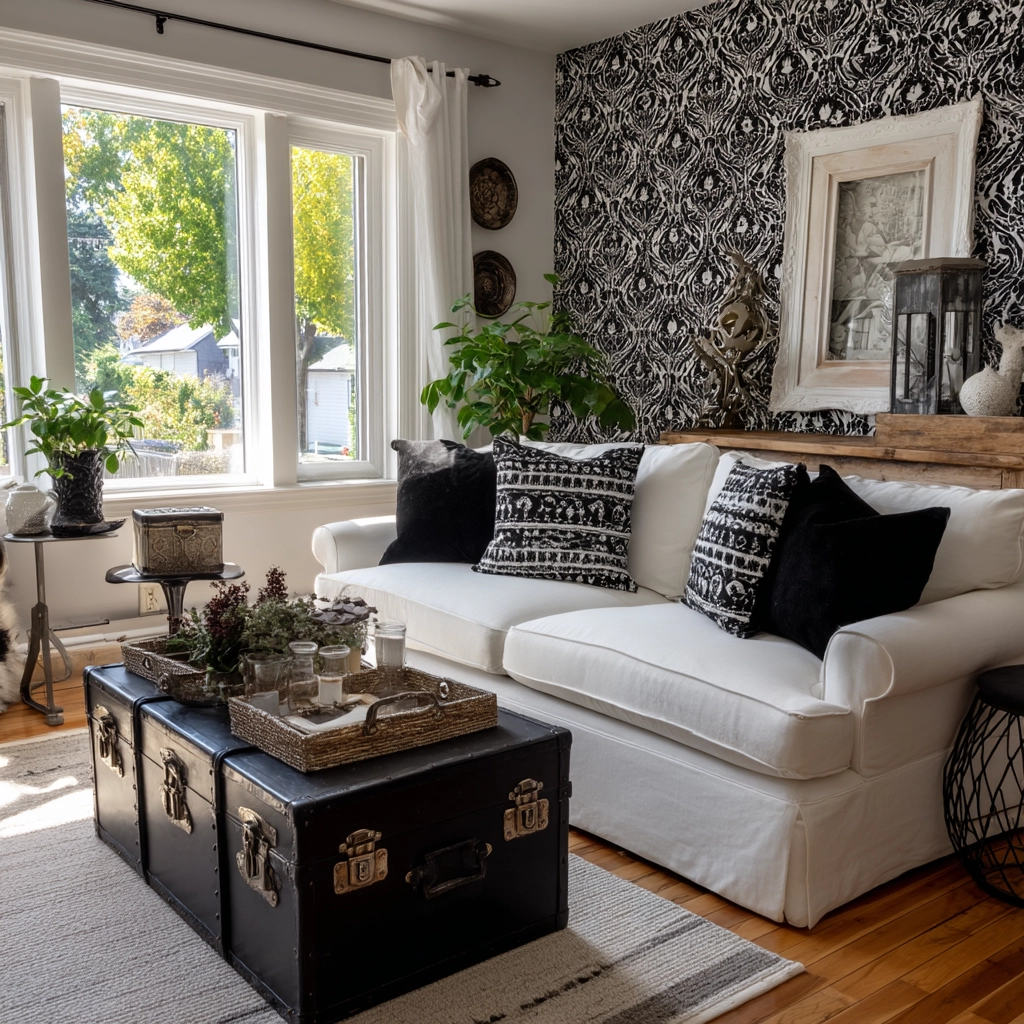 black and white living room decor 40