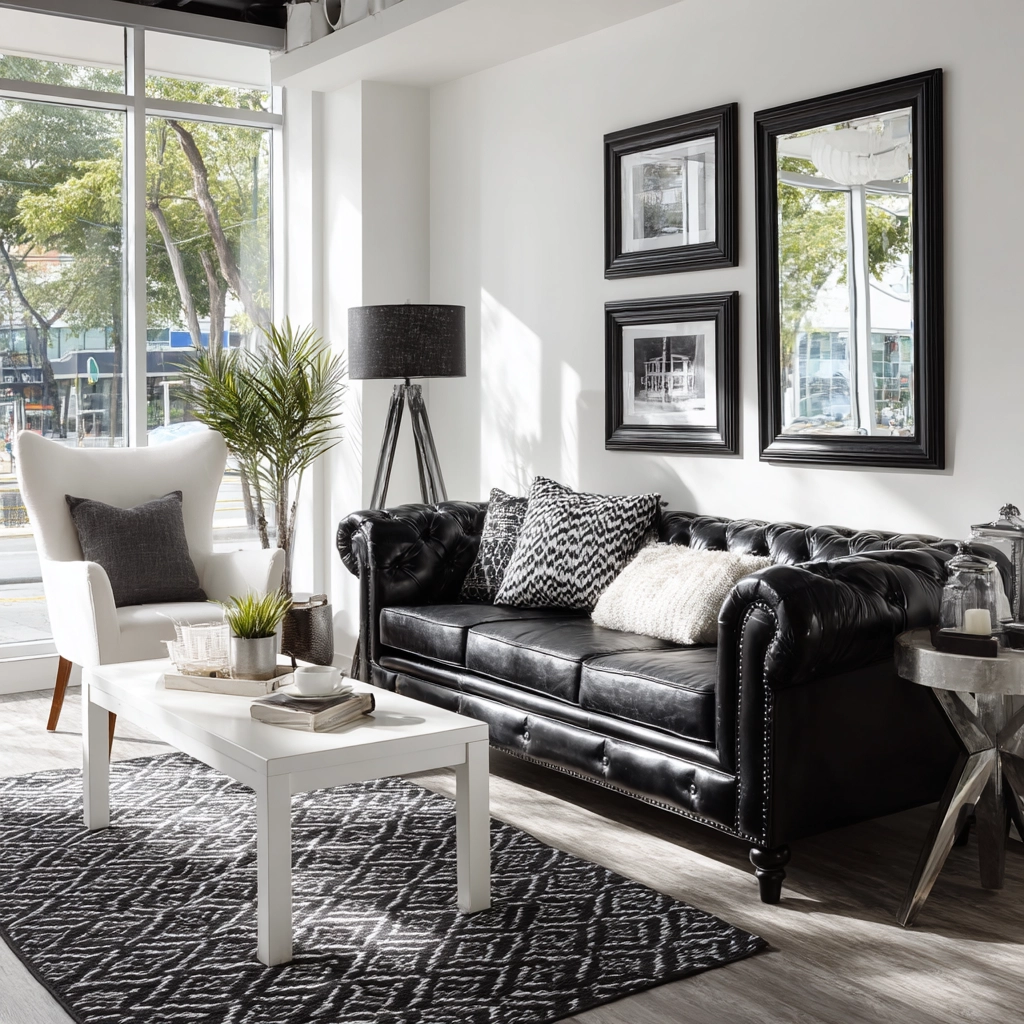 black and white living room decor 42