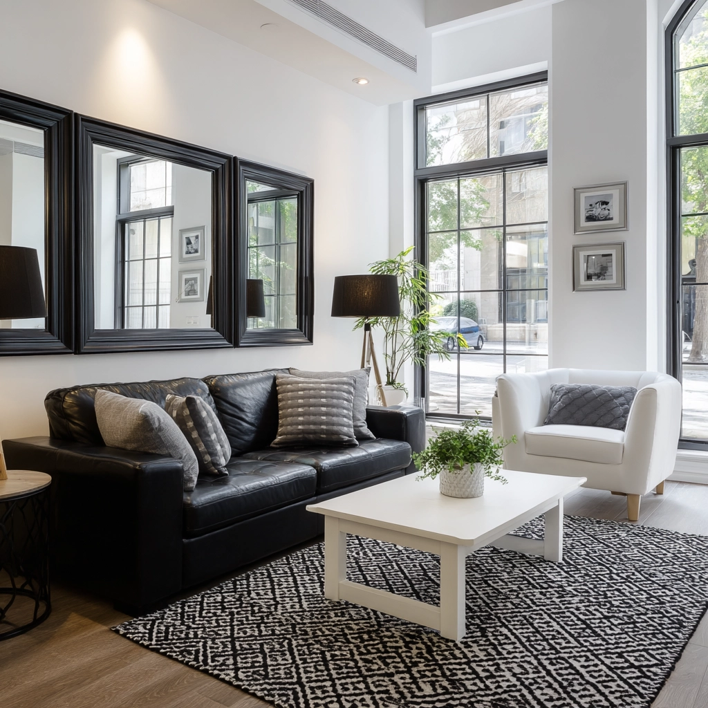 black and white living room decor 43