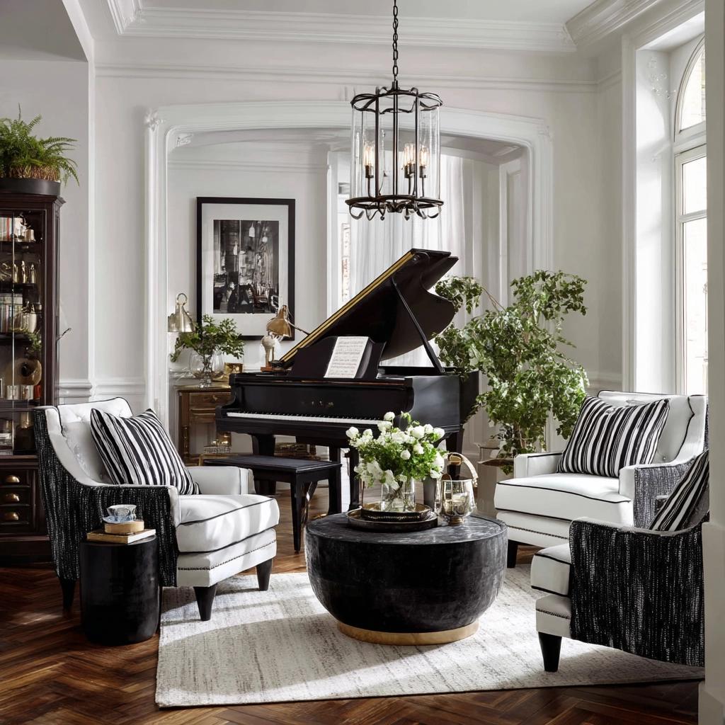black and white living room decor 46