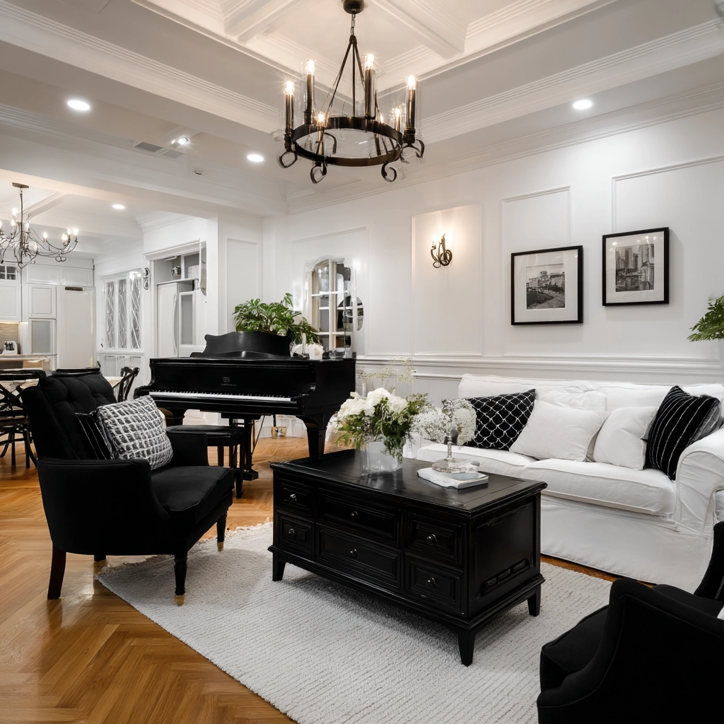 black and white living room decor 47