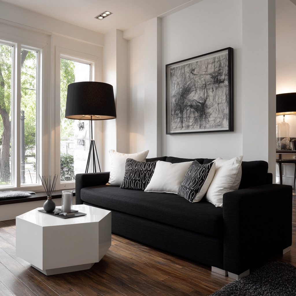 black and white living room decor 49