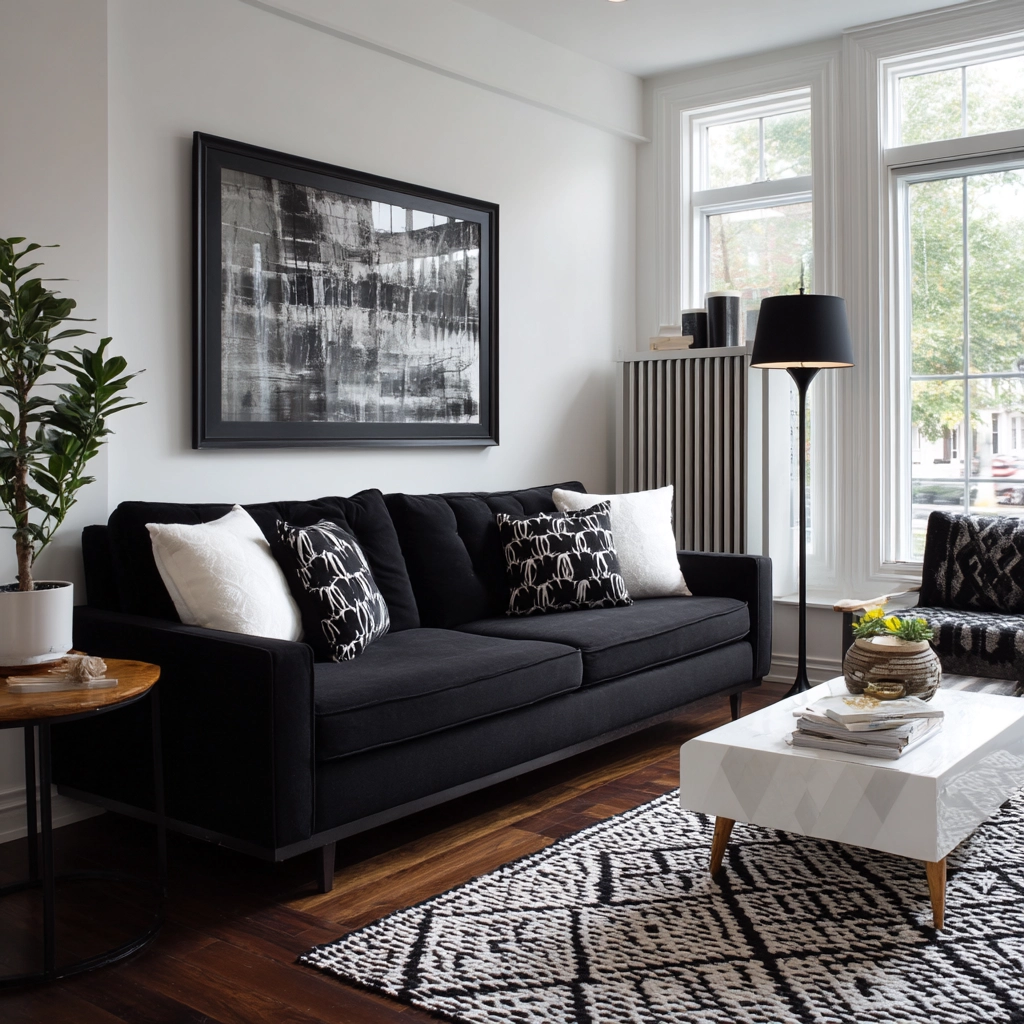 black and white living room decor 50